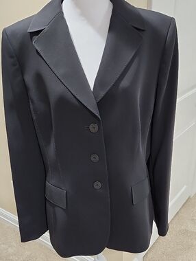 Tahari Women's Black Notch-Lapel Blazer W/ Leopard Print Lining